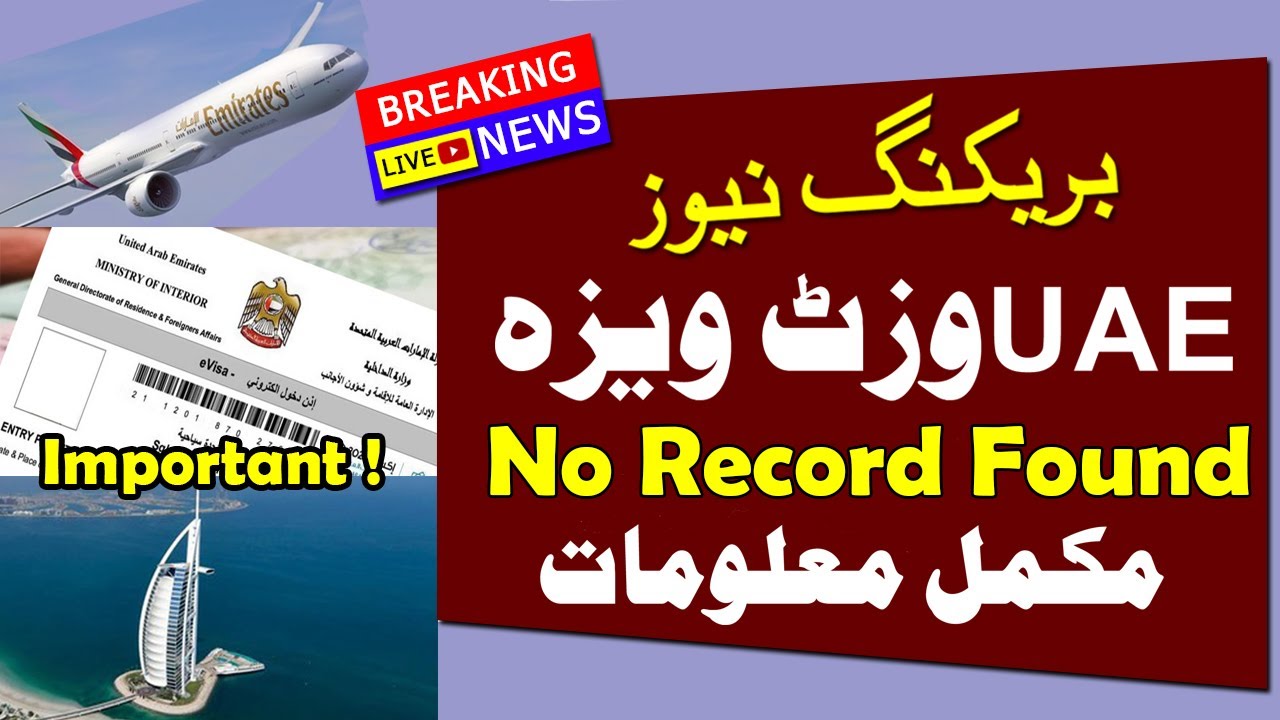 UAE Dubai Abu Dhabi Sharjah Visit Visa Status No Record Found Explanation