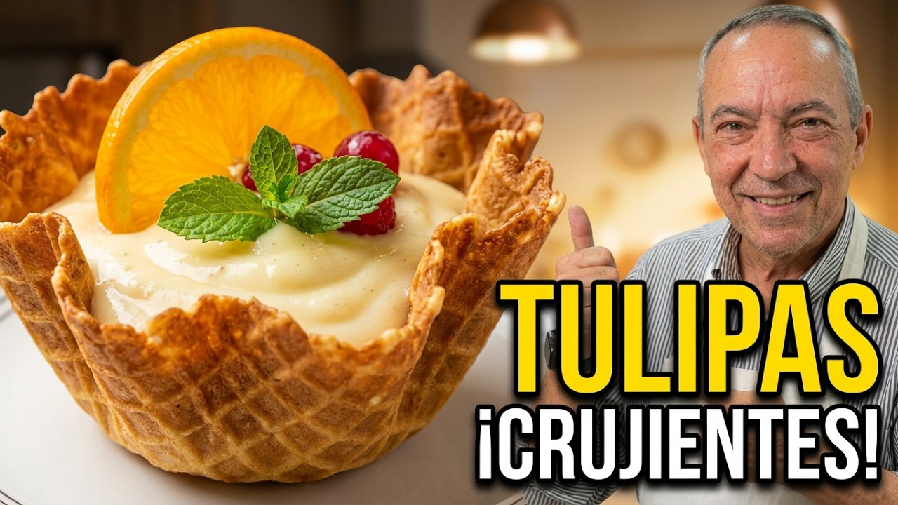Tulipas crujientes para helados y postres