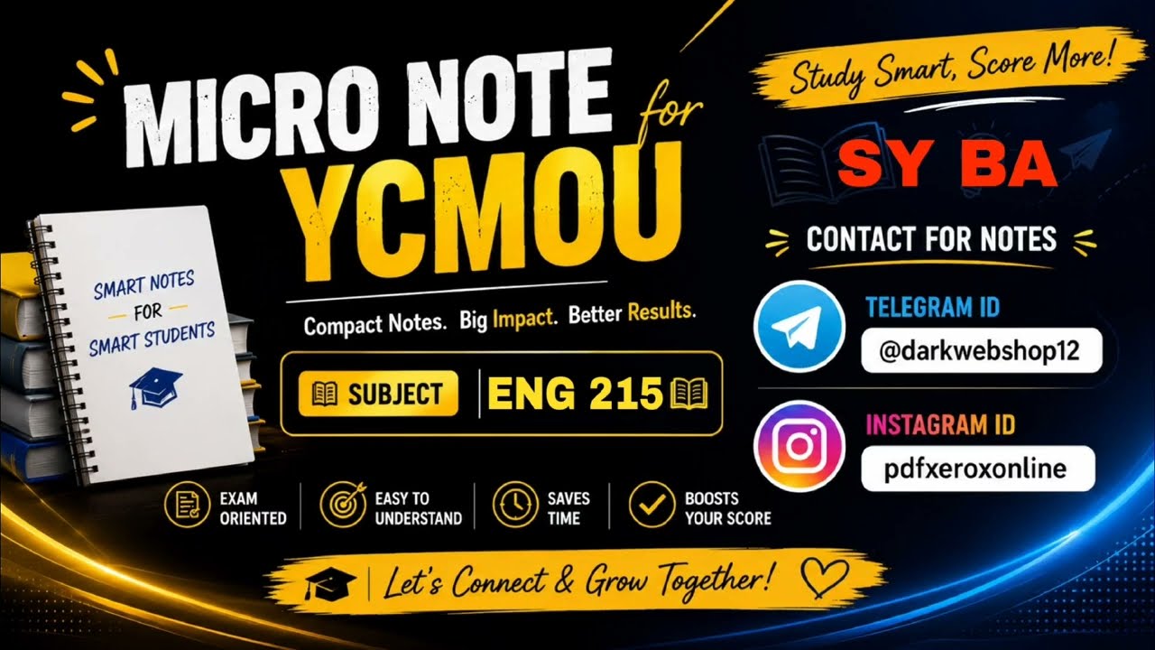 ENG 215 SYBA YCMOU IMP QUESTIONS AND ANSWERS 2026