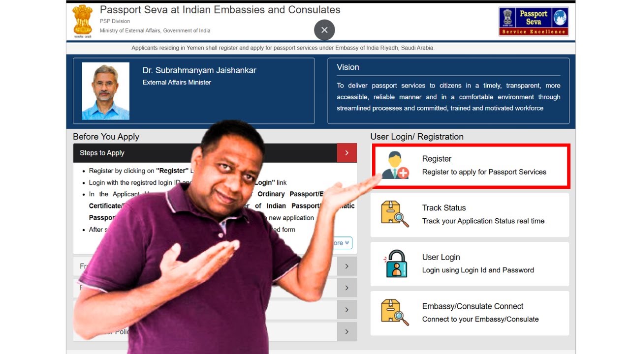How to register at Passport Seva at Indian Embassies and Consulates