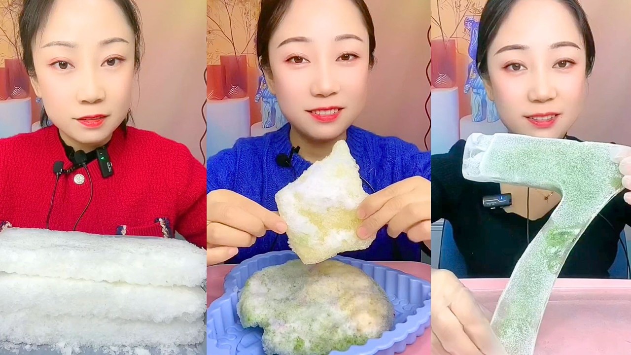 Crystal Ice Layers and Green Number Dessert Texture Tasting