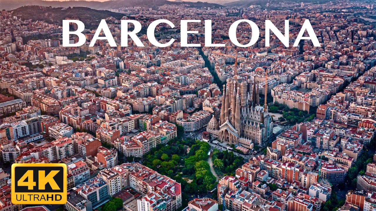 Barcelona Spain 4k 🇪🇸 1 Hour Drone Aerial Relaxation Film ,Calming Music,Stunning and Relaxing Views