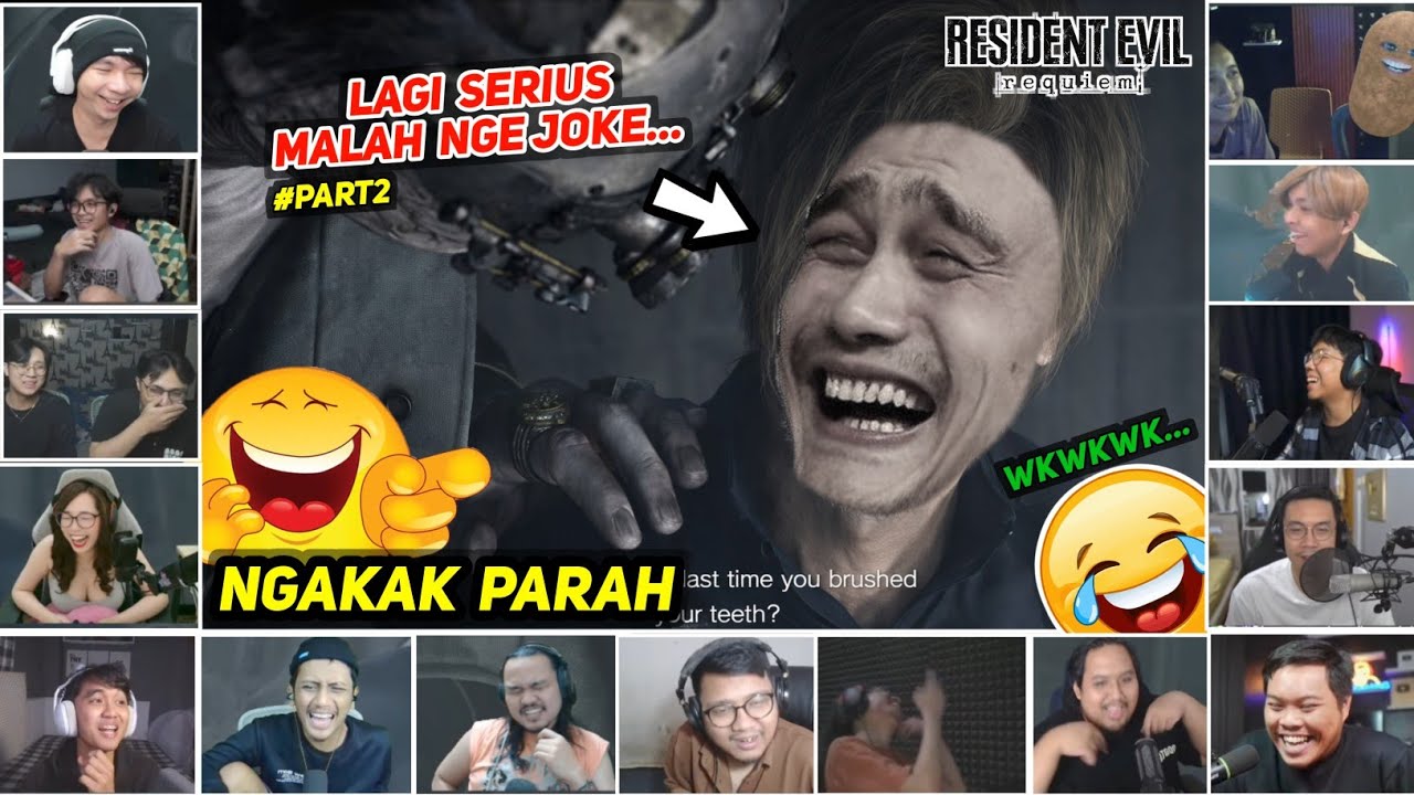 [ REAKSI YOUTUBER GAMERS ] LEON NGE JOKE KE DR.GIDEON | Resident Evil : Requiem | PART2