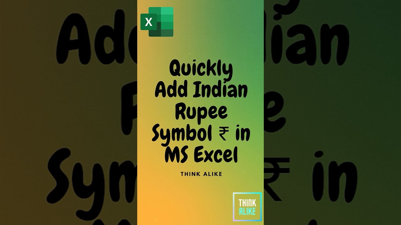 Quickly Add Indian Rupee Symbol in MS Excel #shorts #myfirstshort