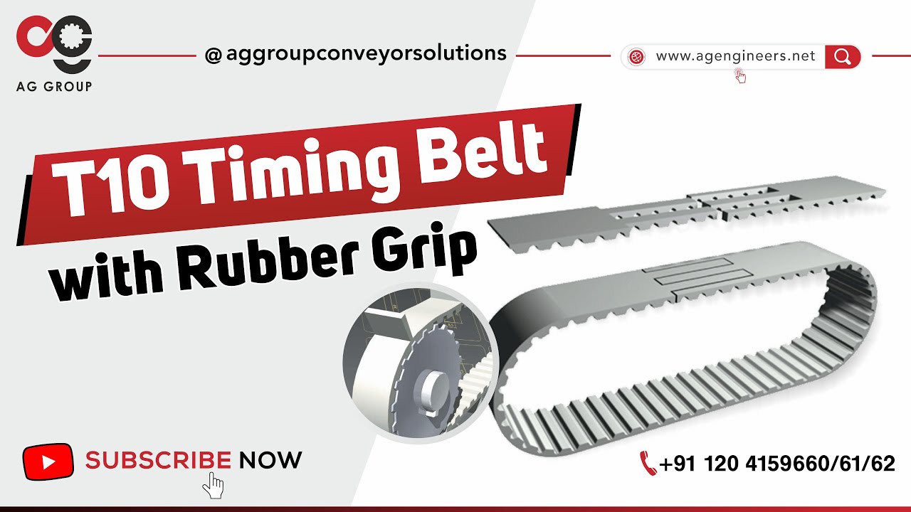 T10 Timing Belt with Rubber Grip | High Torque Conveyor Belt for Precision Automation