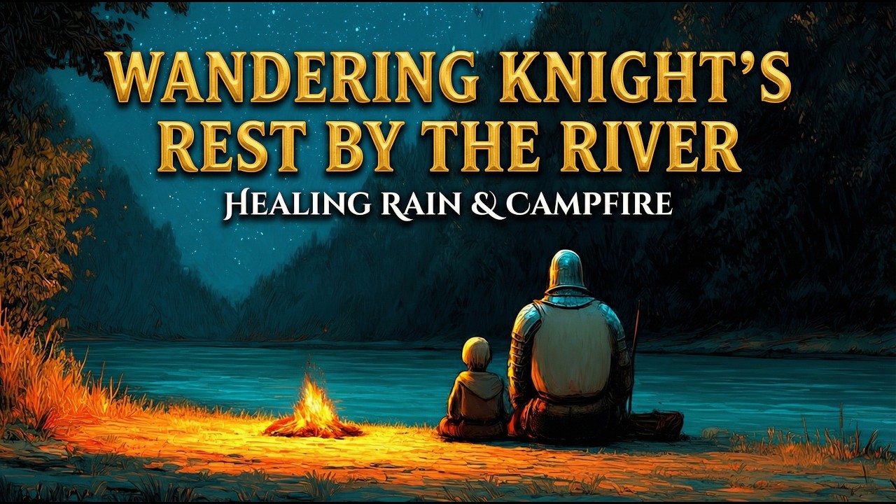 Wandering Knight's Rest by the River 🔥 Campfire & Water Sounds for Sleep & Study