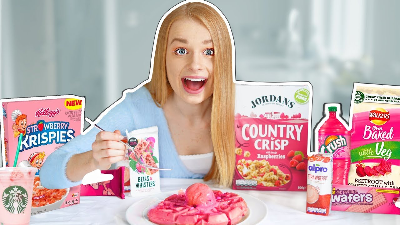 I ONLY ate PINK food for 24 HOURS challenge!