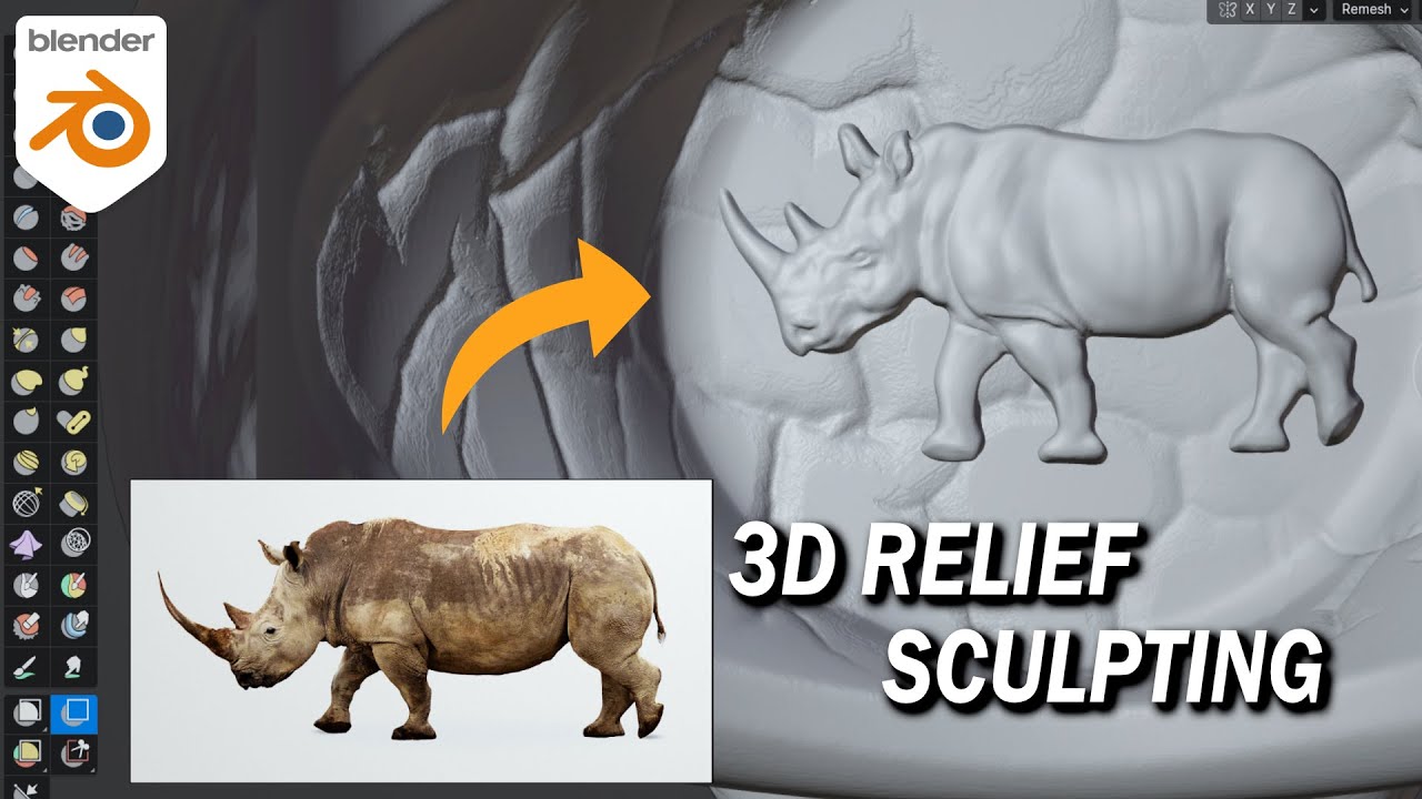 How to Sculpt a Bas Relief in Blender | Rhino Ring Part 2