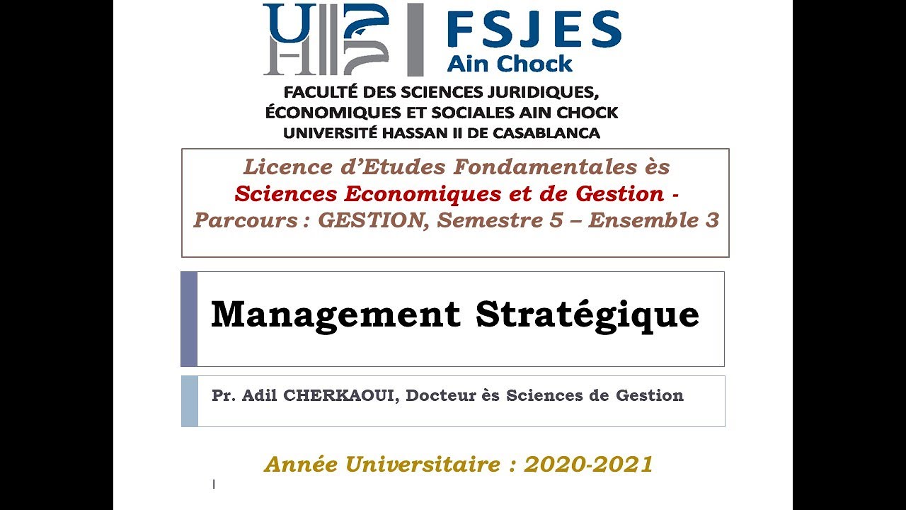 Correction d'Examen de la SN 2021 - Management Stratégique - S5 Gestion, Ensemble 3