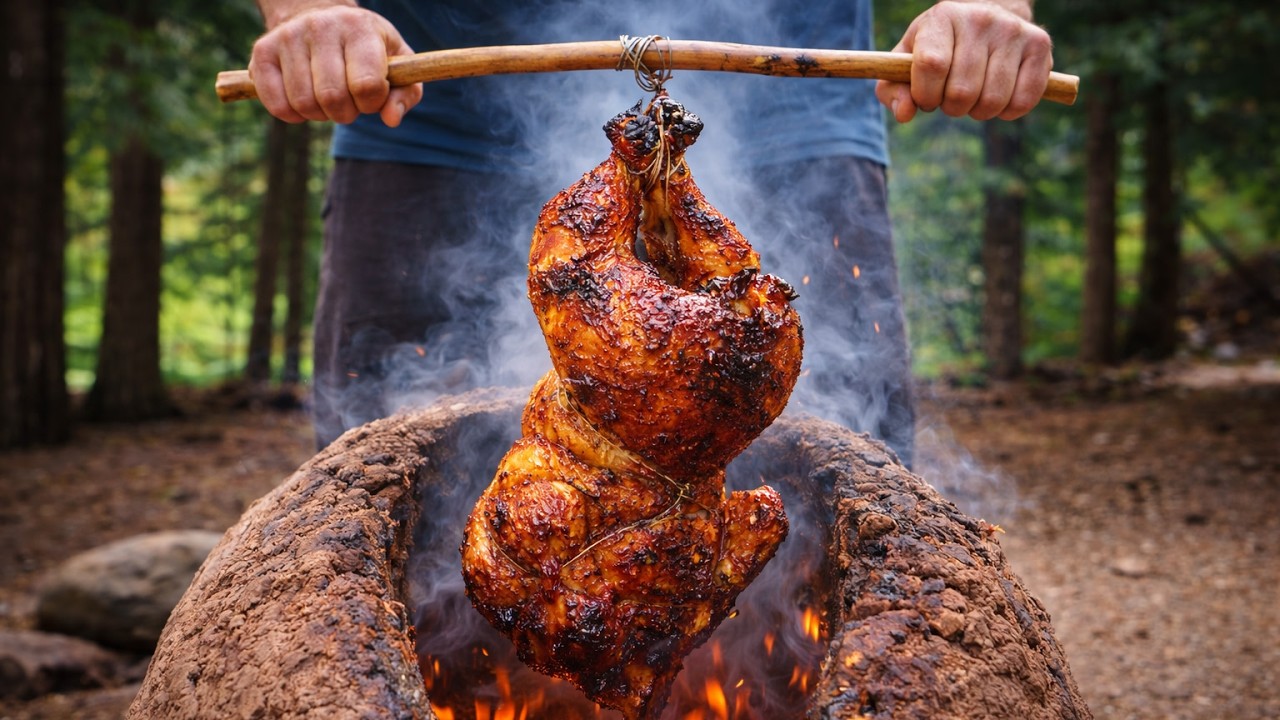 2 Hours of Fire 🔥 Primitive Cooking Film | Tomahawk Steak, Chicken & Fish | ASMR Nature Sounds