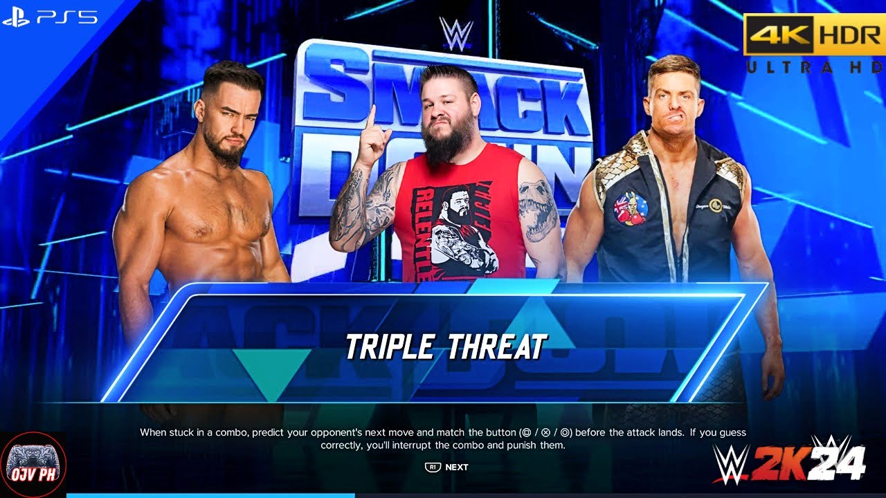 WWE 2K24 (PS5) - AUSTIN THEORY vs. GRAYSON WALLER vs. KEVIN OWENS | SMACKDOWN, SEP. 6, 2024