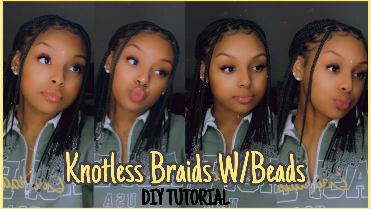 HOW TO: Knotless Braids/w Beads 💛🤎DIY Tutorial