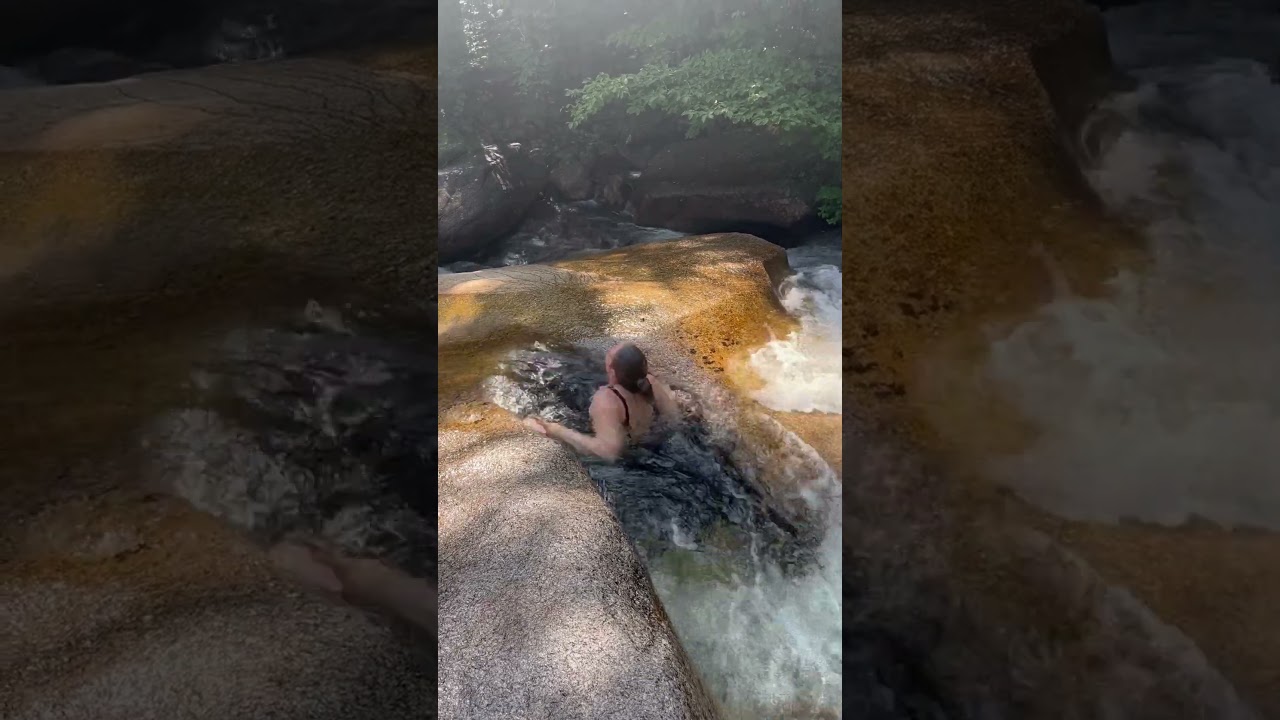 Wild swimming in Diana&rsquo;s bath in NH!!! #wildswimming #scaryhole #dunking #undergroundtunnel