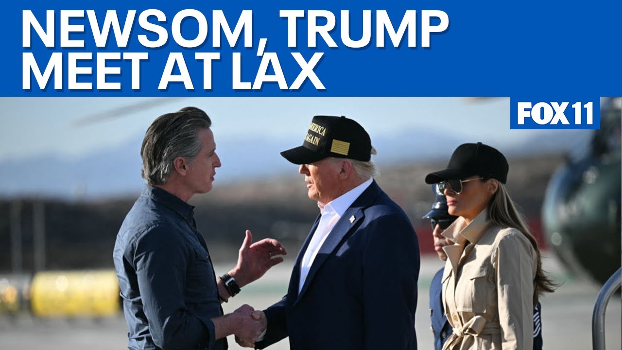 Gavin Newsom greets Donald Trump at LAX