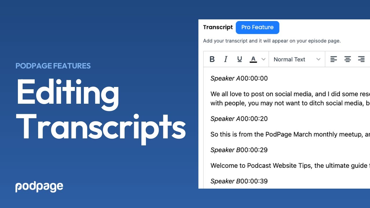 Editing Transcripts in Podpage