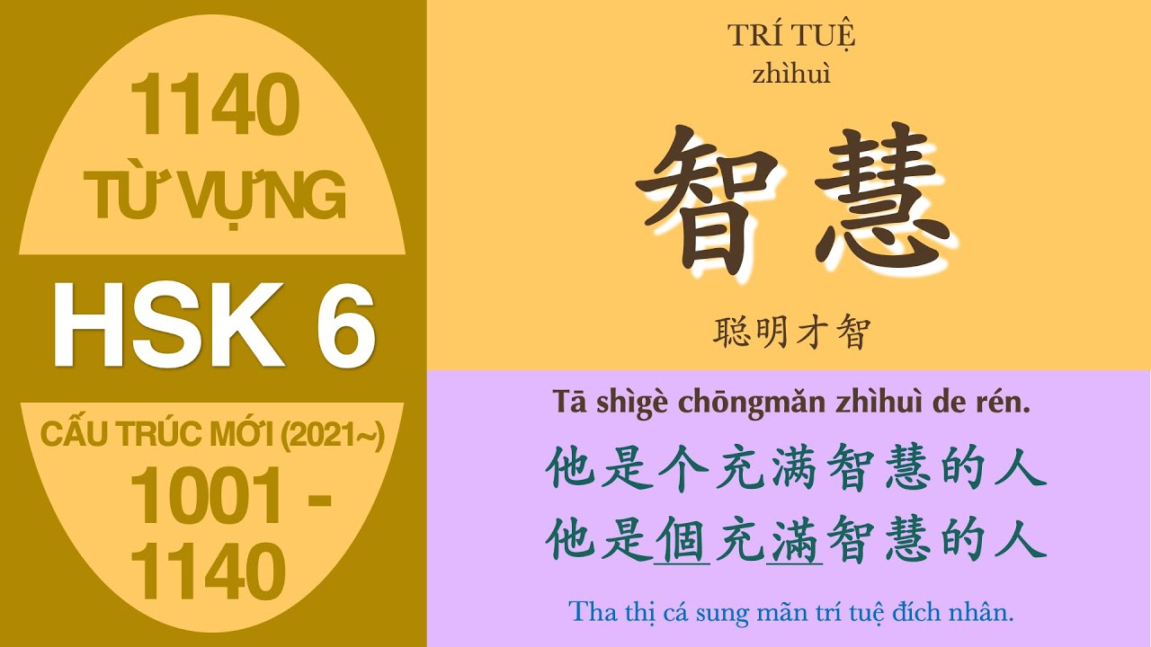 1140 Từ vựng HSK 6 chuẩn mới (2021~) (1001 - 1140) | Có Giản thể + Phồn thể + Audio + Ví dụ
