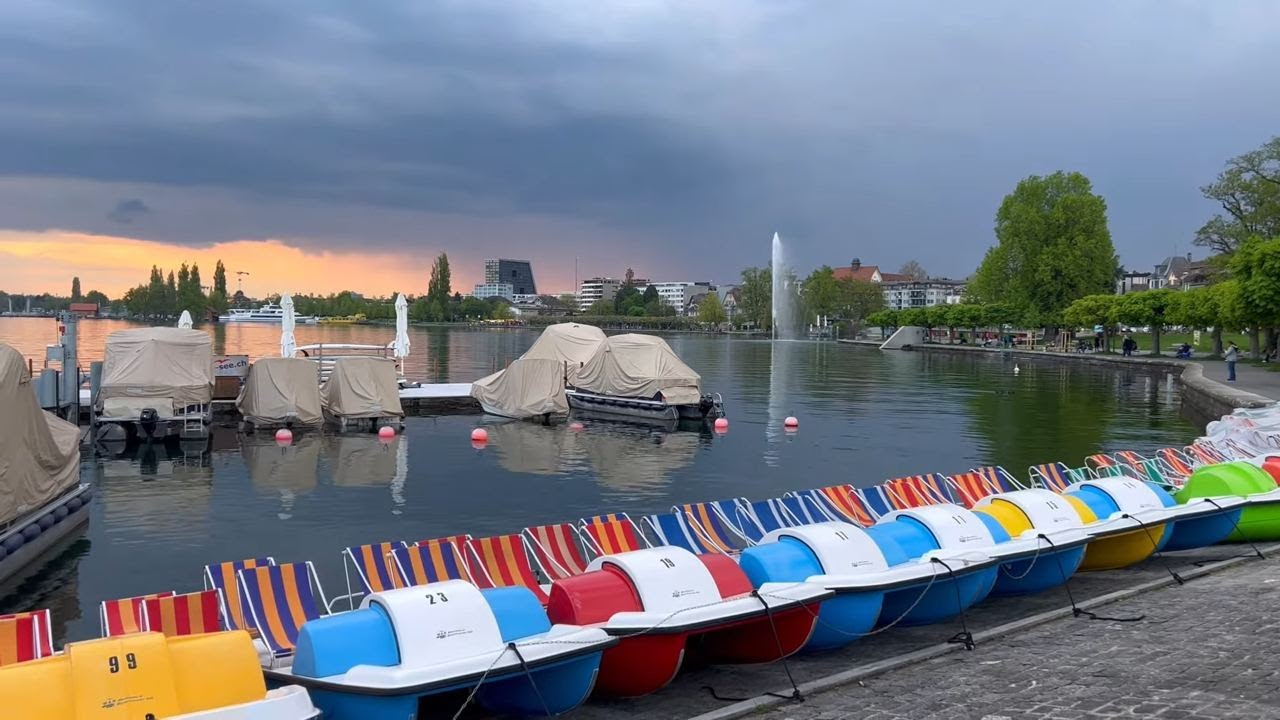 🇨🇭 4K Relaxing Walk Zug, Switzerland ☀️ Sunny Walking Tour