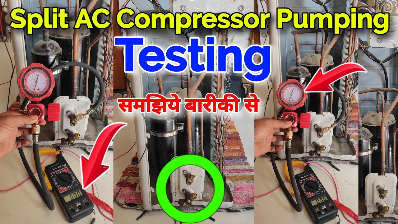 Split AC Compressor pumping check - How to check Ac compressor pumping testing ✓  ac compressor pump