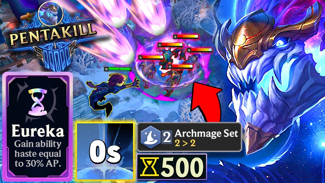 Aurelion Sol Eureka God Roll: Archmage Set Bonus = 0 SECOND ULT (PENTAKILL)