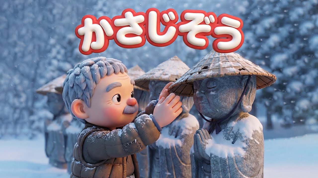 【童話アニメ】かさじぞう｜やさしさを分けあうと心がぽかぽか｜子ども向け3D絵本