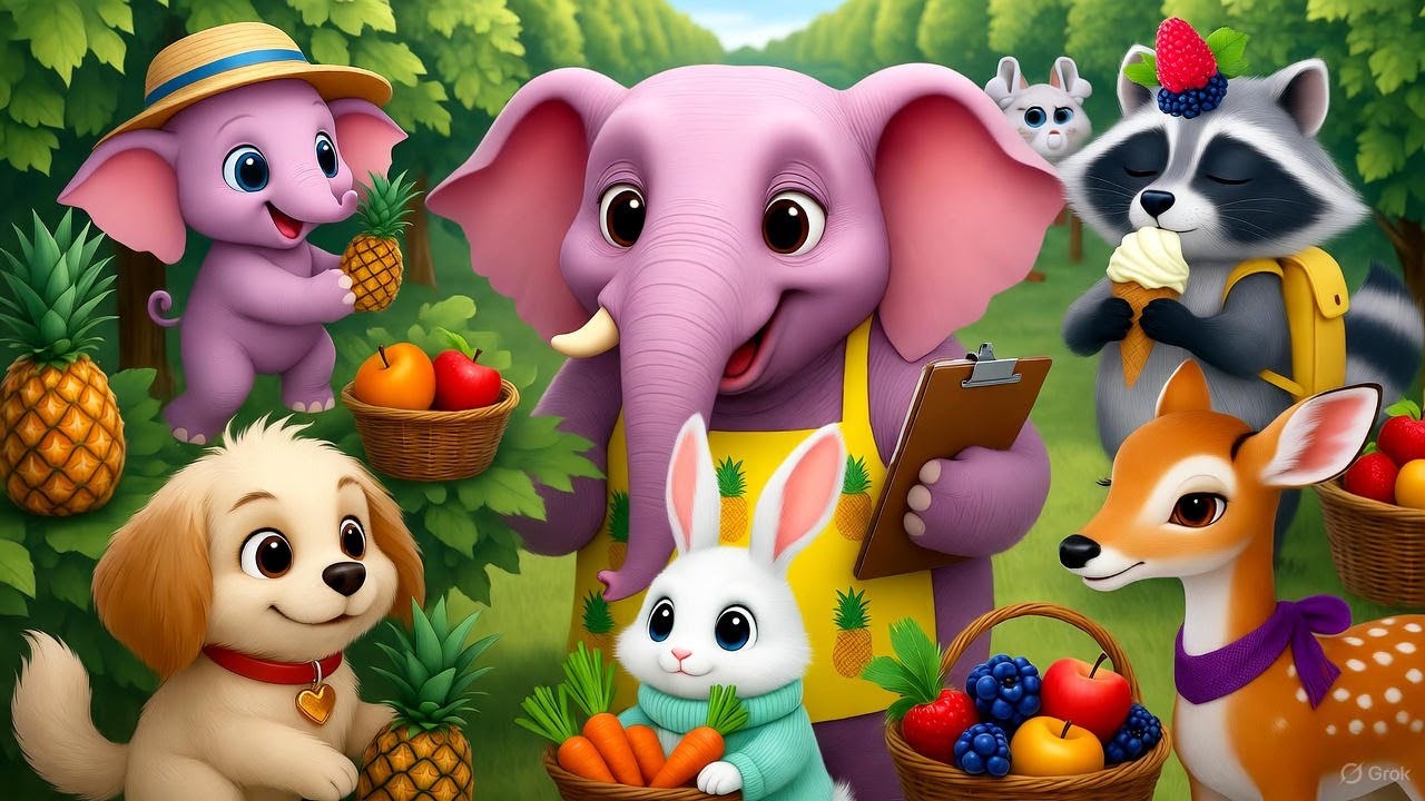 Strawberry Elephant Gang 🍓The Fruit Basket Challenge to Cultivate Generosity and Healthy Competition