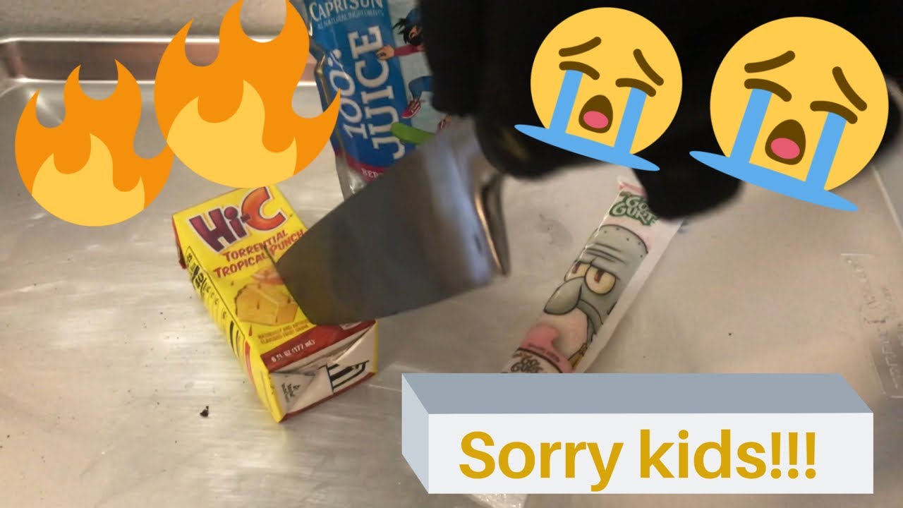 HOT KNIFE VS.  KIDS SNACKS #hotknife #caprisun #snacks