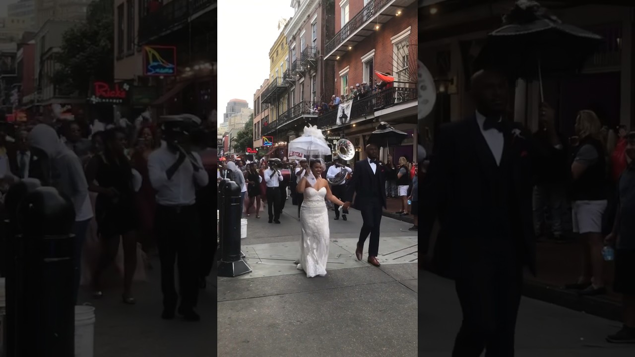 New Orleans Wedding. A Second Line in the French Quarter. Just a normal day for us! #wedding #couple