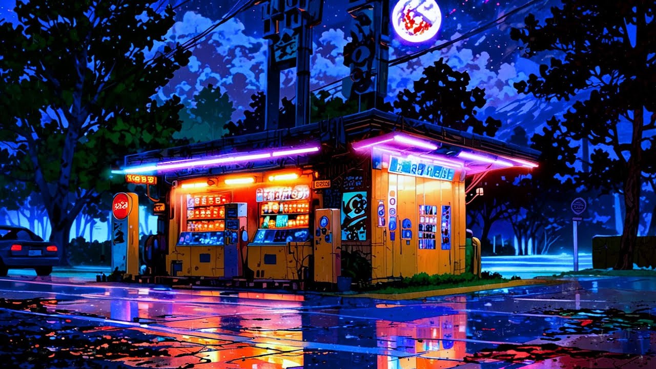 Rainy Night Vending Corner | Late Night Lofi