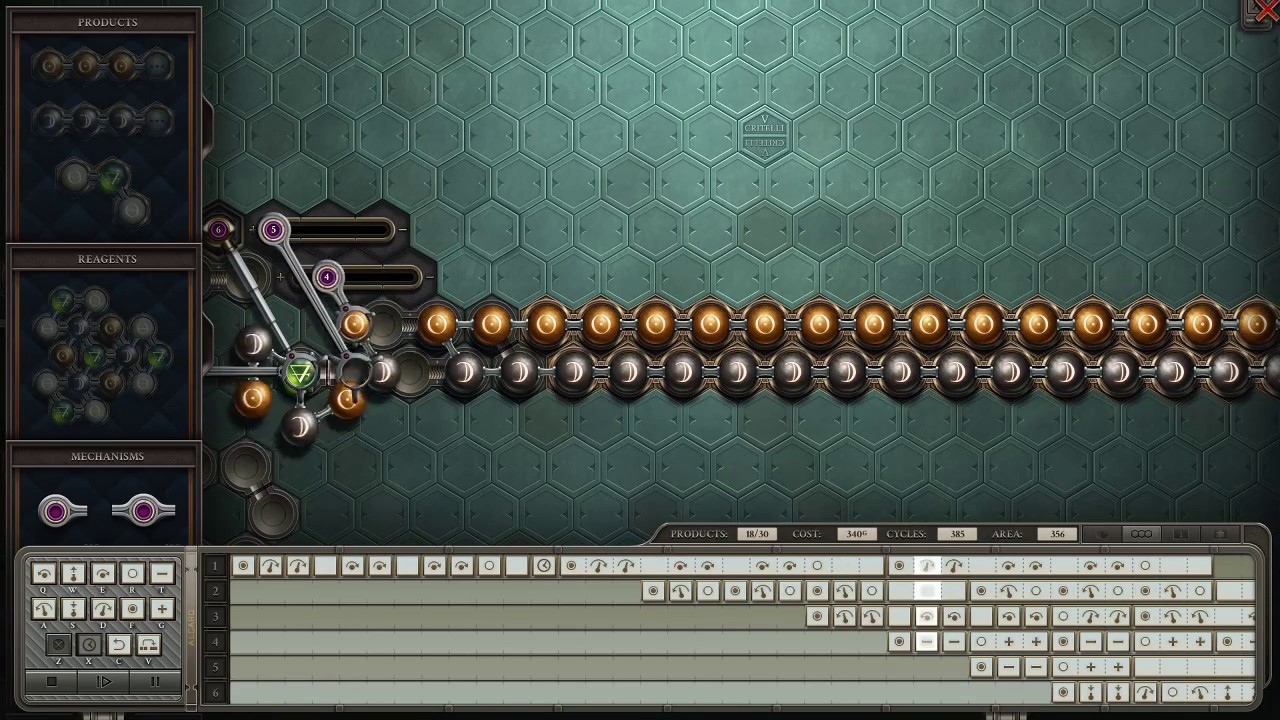 [Opus Magnum] {Electrum Separation} weird interaction with splitters and infinite products
