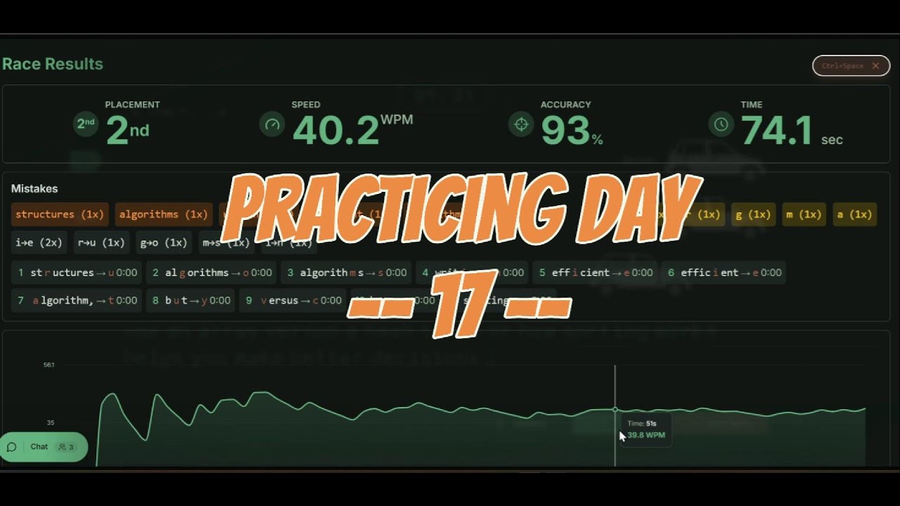 The 100 WPM Journey: Day 17 Starting from 18 WPM