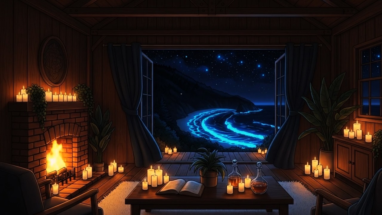 Deep Sleep Music (No Ads) for Insomnia & Anxiety Relief • Ocean Waves and Fireplace Sounds 🌊🔥🌙💤