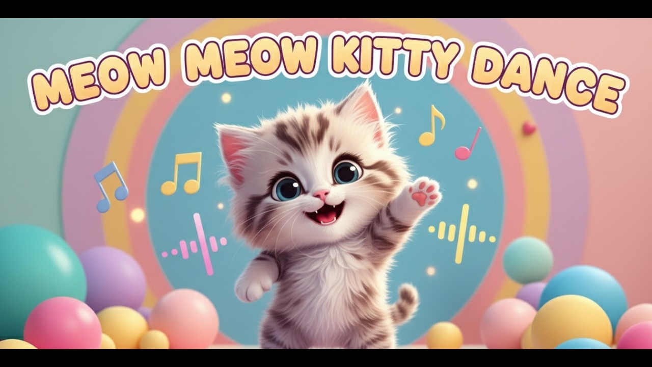 Meow Meow Kitty Dance 🐱🎵 | Fun Kids Song | Nursery Rhyme | HrisKids