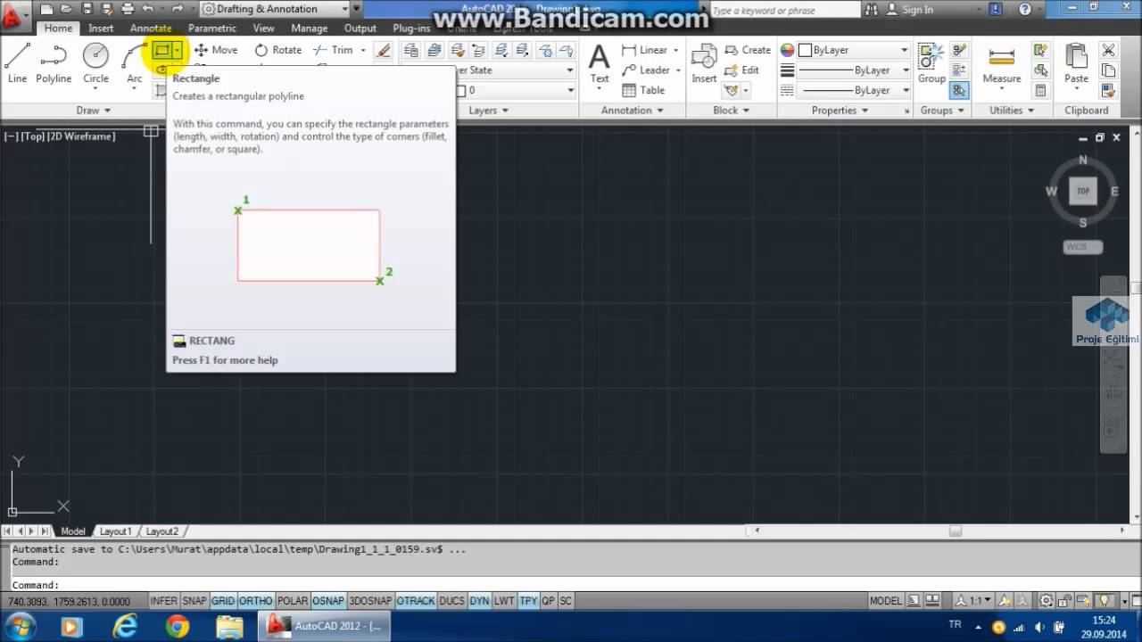 Proje Eğitimi - AutoCAD Ders 1  Arayüz Tanıtımı