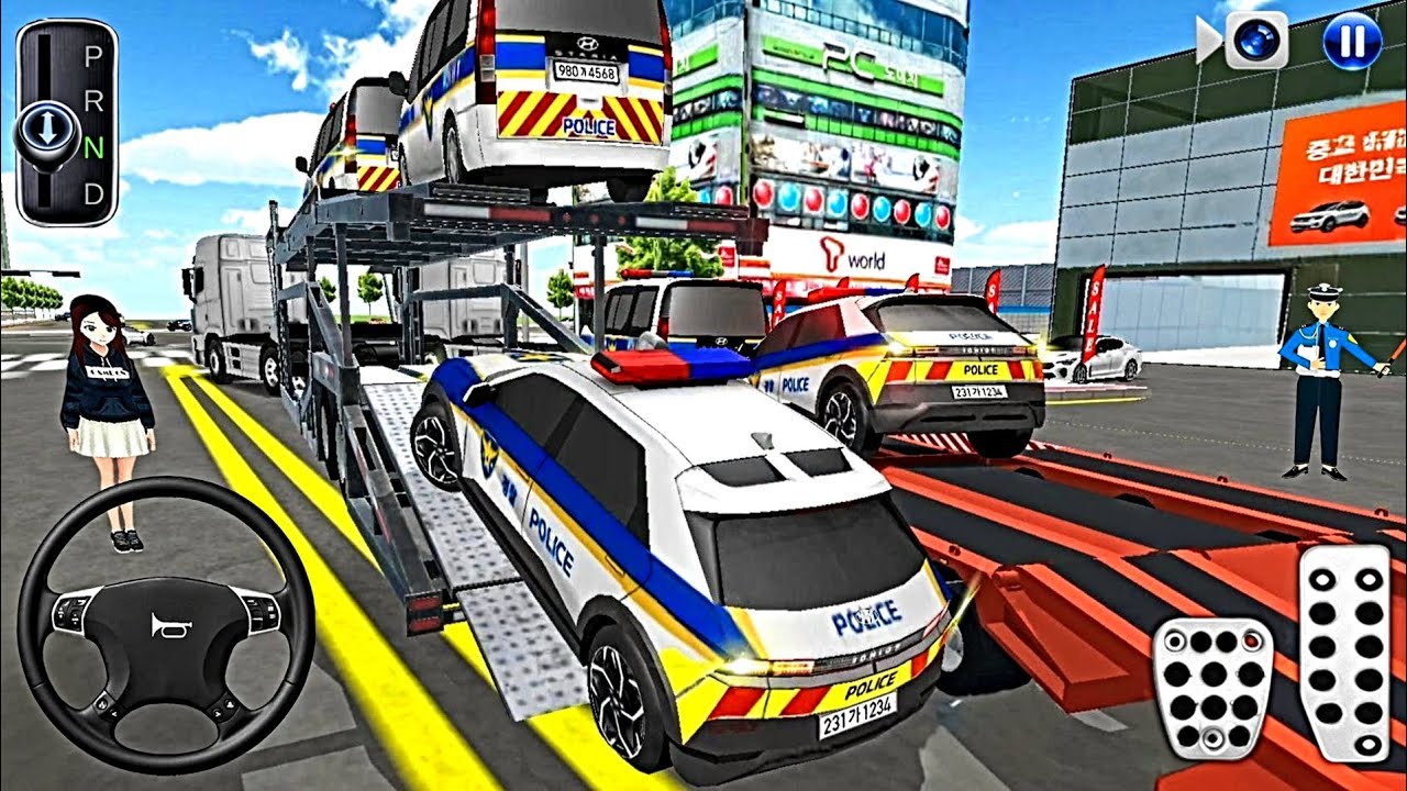 New Police Cars Transport to Car Service Center - 3D Driving Class Simulation - Android game