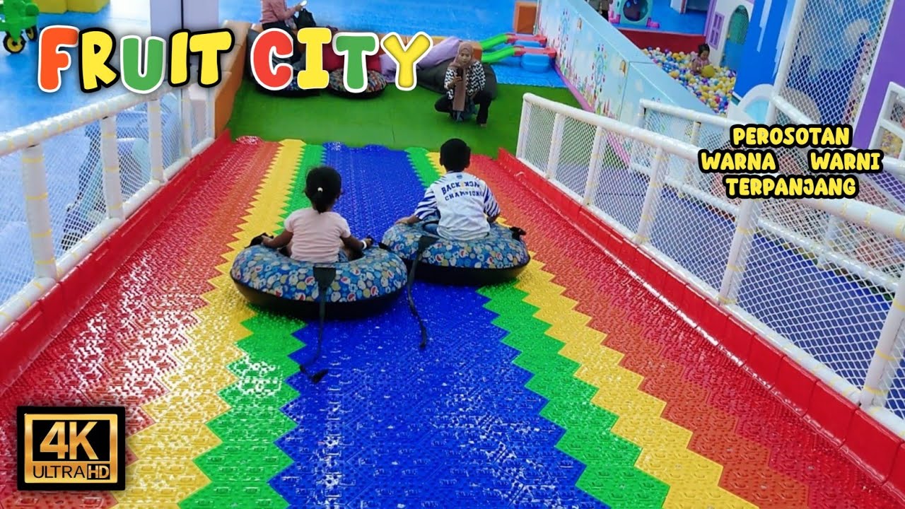 Bermain perosotan warna warni , mandi bola - playground fruit city di city mall garut
