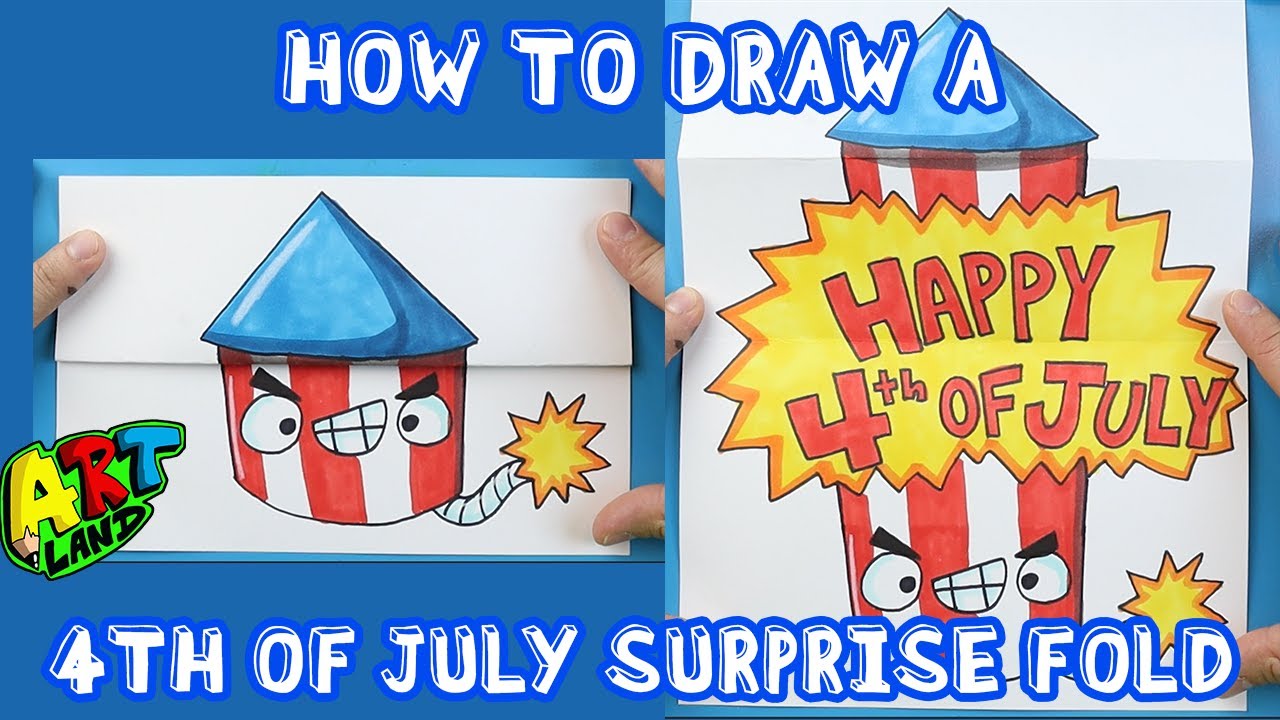 How to Draw a FIREWORK FOURTH OF JULY SURPRISE FOLD!!!