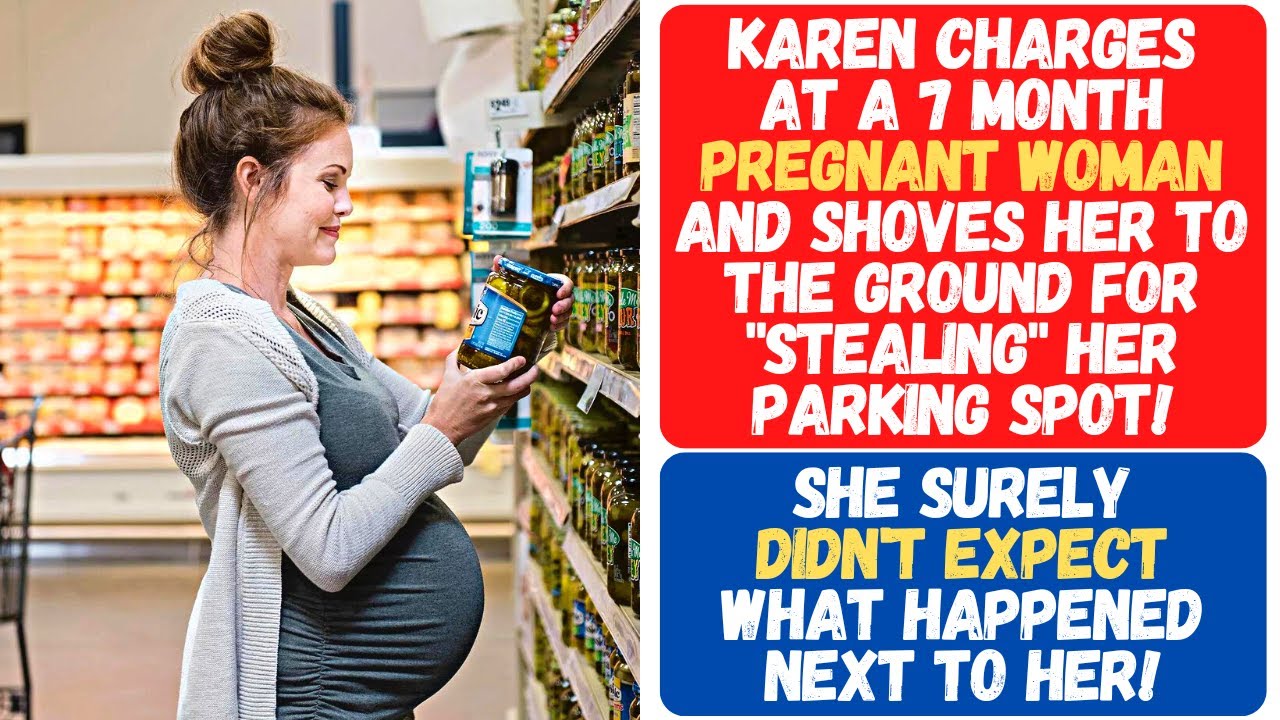 KAREN SHOVES A PREGNANT WOMAN TO THE GROUND FOR STEALING HER PARKING SPOT! GETS IN HOT WATER!!!