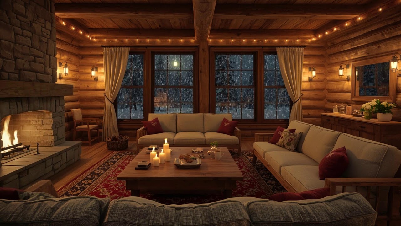 Peaceful Snowfall Winter Jazz ❄️ Cozy Fireplace Ambience for Deep Focus & Clear Mind