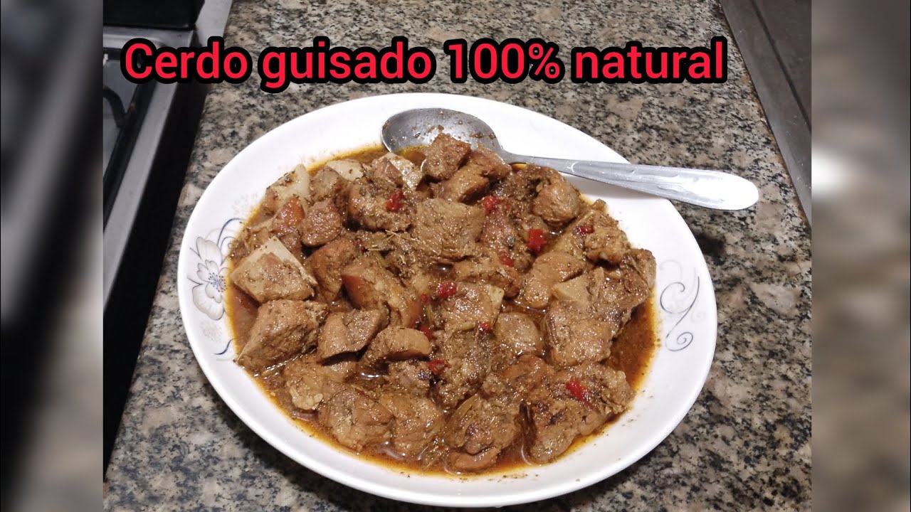 Aprende en 3 minutos como hacer un cerdo guisado natural // cocina dominicana