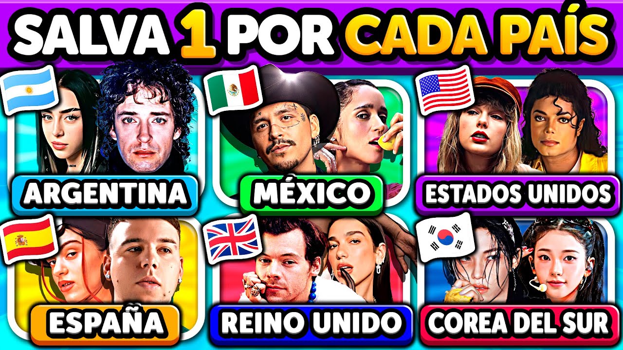 Salva Una Canción por CADA PAÍS 🇲🇽🇪🇸🇰🇷 Antiguas y Nuevas Canciones de Países | Club Quiz Trivia