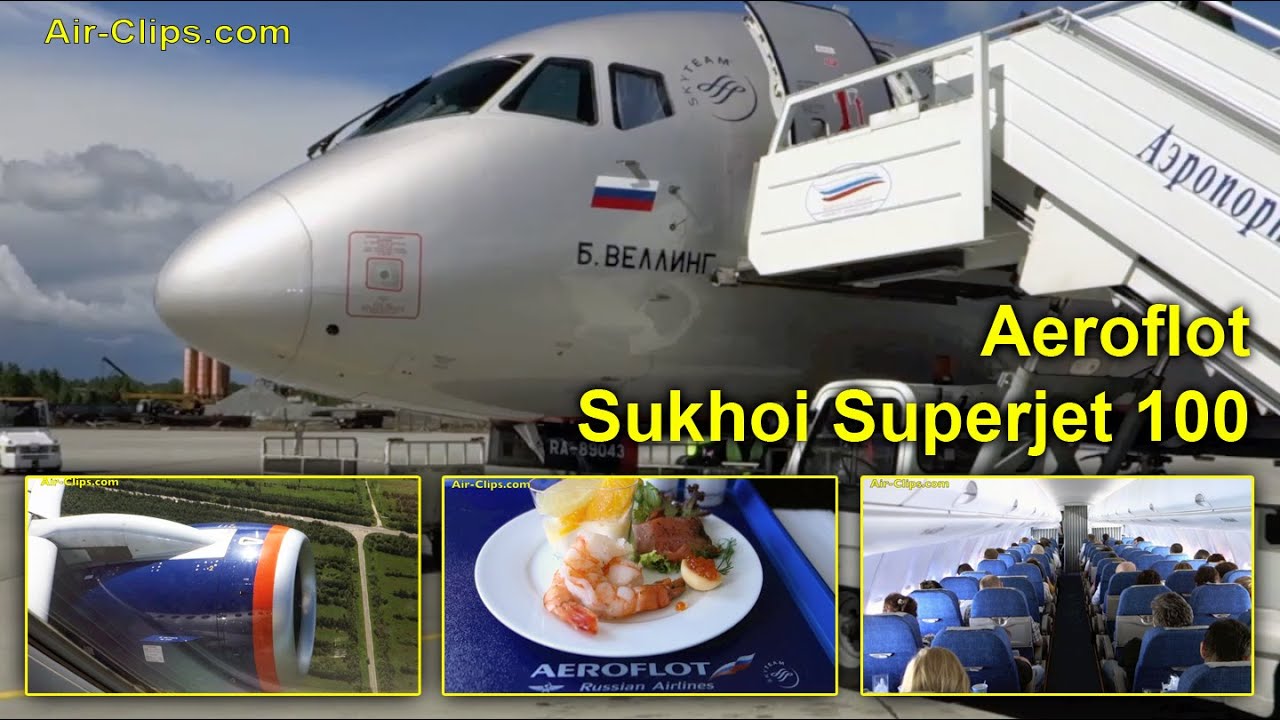 Aeroflot Sukhoi Superjet SSJ-100-95 Business Class Archangelsk-Moscow [AirClips full flight series]