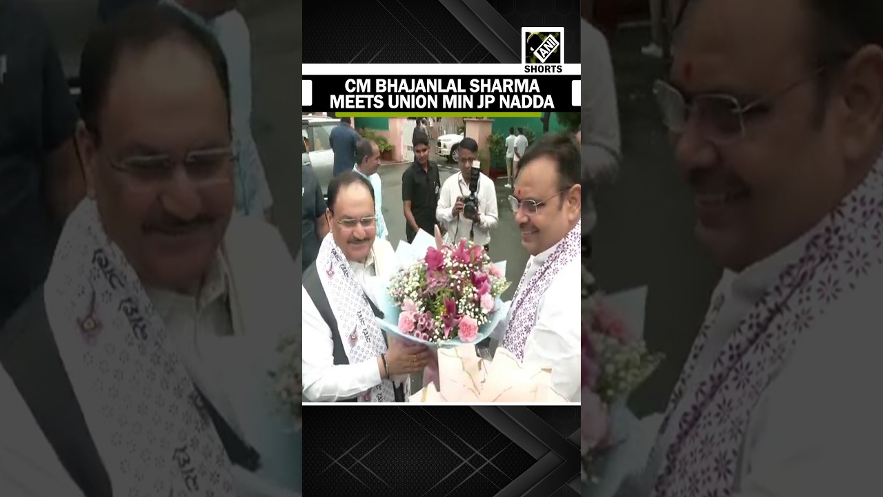 Rajasthan CM JP Nadda welcomes Union Health Min JP Nadda at his CM&rsquo;s residence in Jaipur