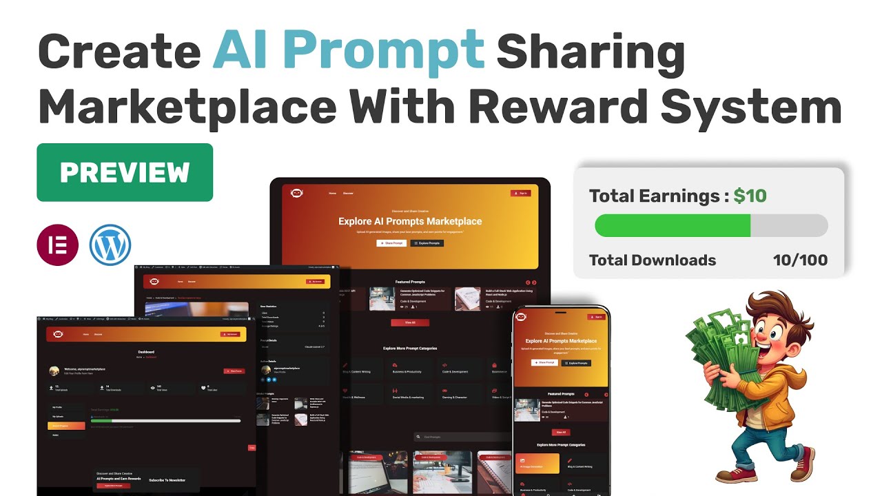 Create AI Prompt Sharing Marketplace With Reward System in Wordpress | Preview