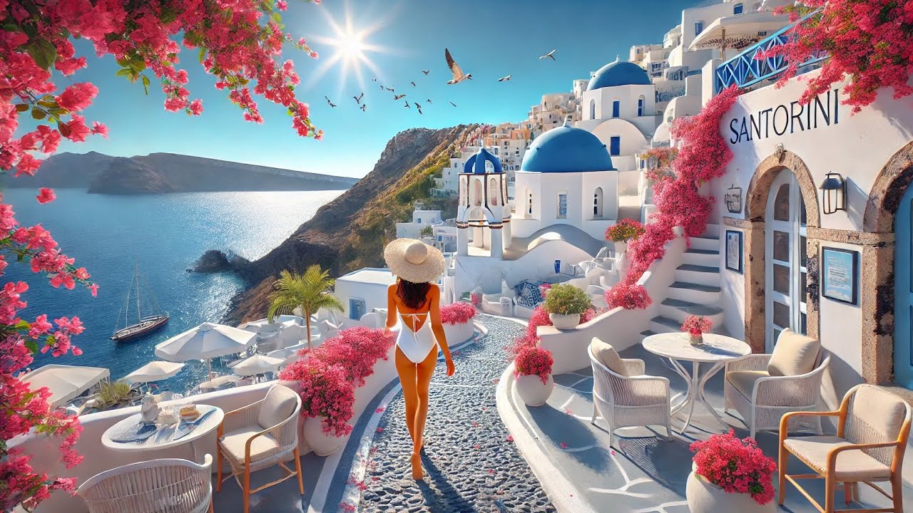 Santorini, Greece 🇬🇷 - Summer Wonderland 4K HDR Walking Tour