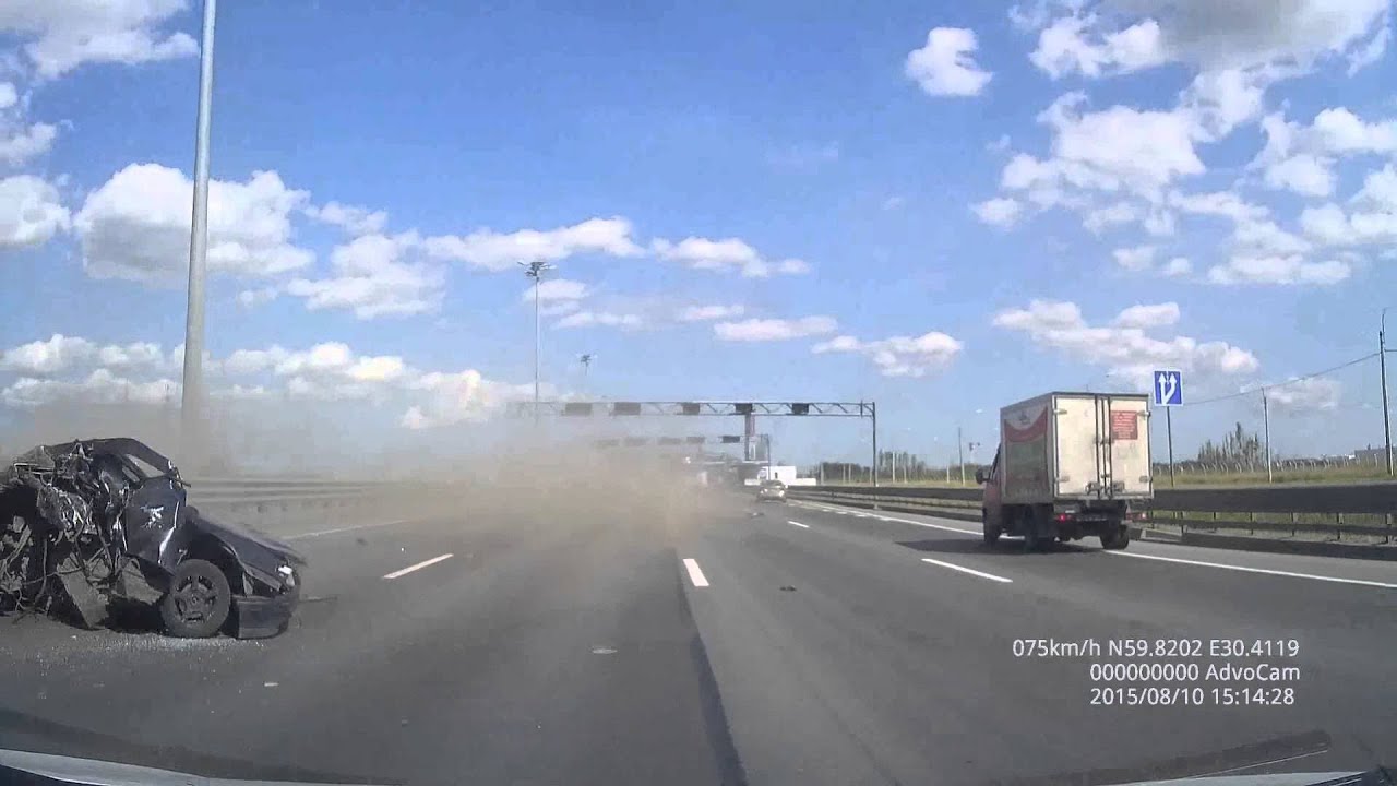 Stationary Car Slammed From Behind on Highway Shoulder || ViralHog