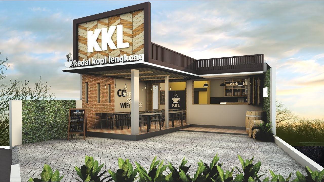 Desain Cafe Minimalis Bergaya Industrial
