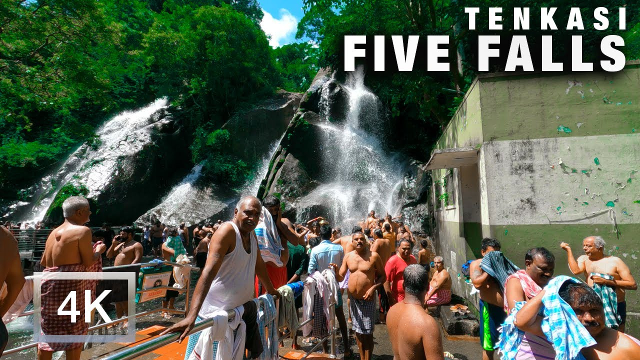 4K 60fps Walking Tour, Five Falls Courtellam, Tamil Nadu