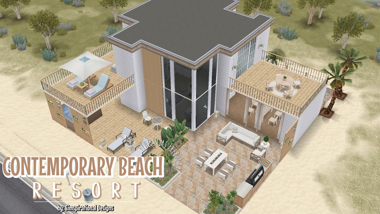 CONTEMPORARY BEACH RESORT | The Sims Freeplay | House Tour | Floor Plans | Simspirational Designs