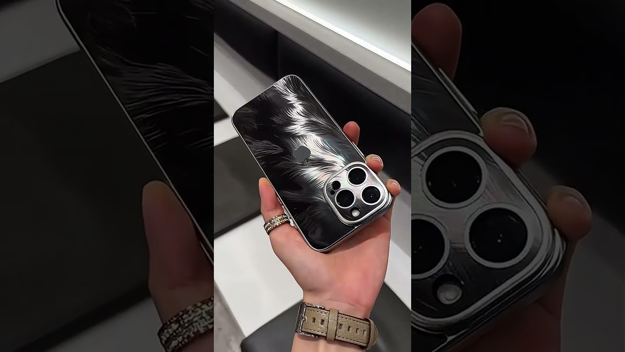 Feather mirror electroplated phone case w/ bracket function #iphonecase