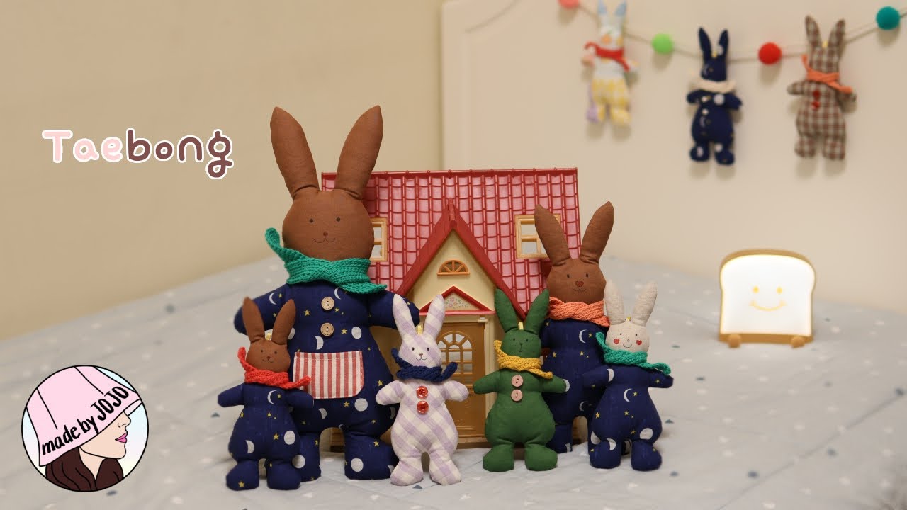 How to Make a Fabric Bunny Rabbit Doll Taebong l Gift Idea l 3 Sizes PDF Patterns for Sewing